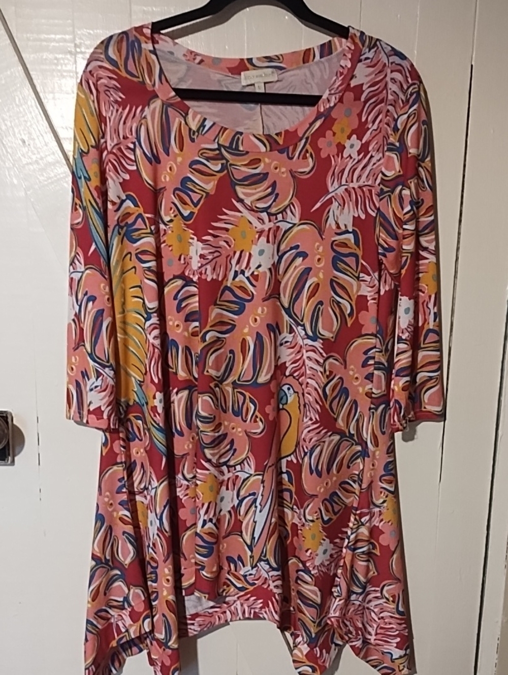 Simply Southern Coral Pink Tropical Print Tunic Small Oversized VGC.